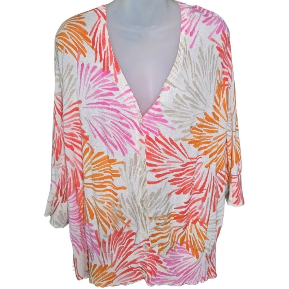 Lane Bryant Womens Tropical Cardigan Size 22/24 Sweater Resort Vacation Cruise